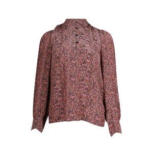 Vannessa Bruno Ned Floral-Print Blouse in Pink Silk